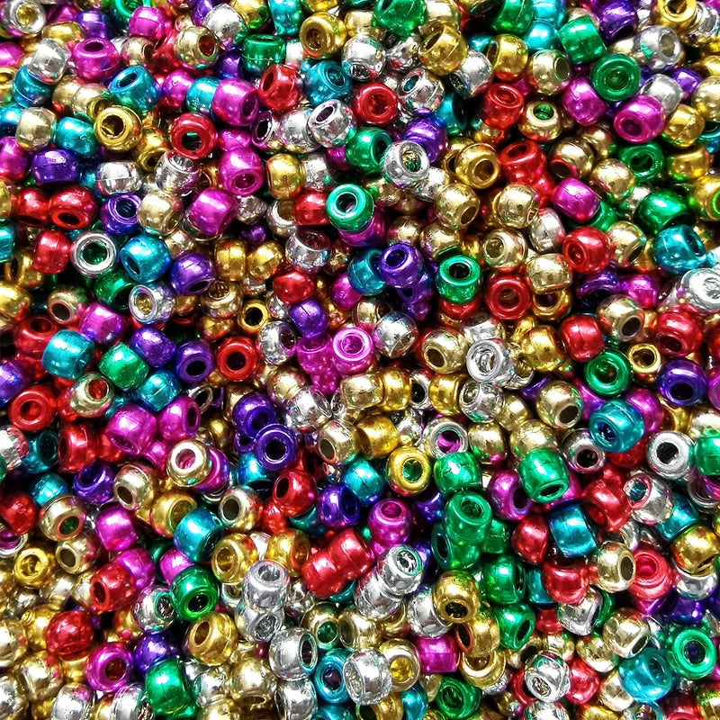 Looconi Amaney 500Pcs 6x9mm Mixed Colors Plastic Pony Beads (Electroplated) - Image 1